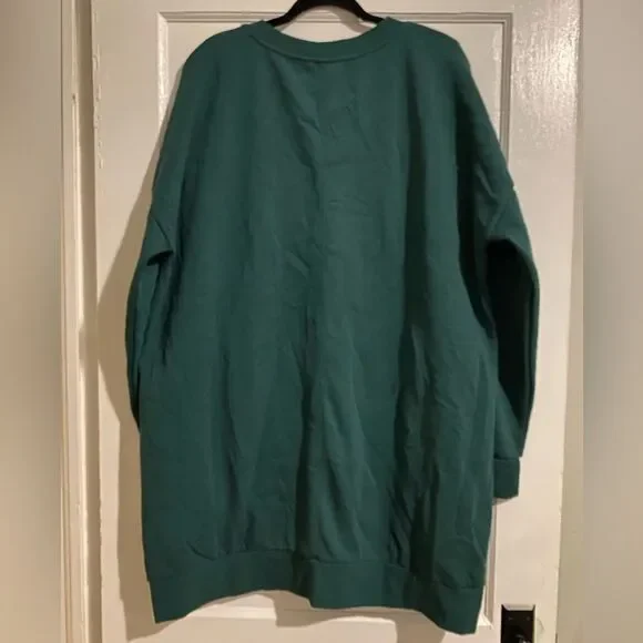 Zenana Green Long Sleeve Oversized Tunic Sweatshirt with Pockets - Picture 2 of 10